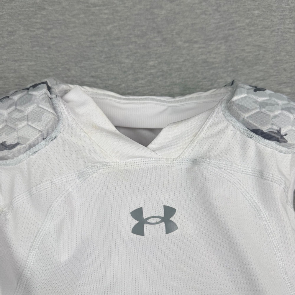 Under Armour Youth Large White HeatGear McDavid HEX Padded Football Shirt Fitted